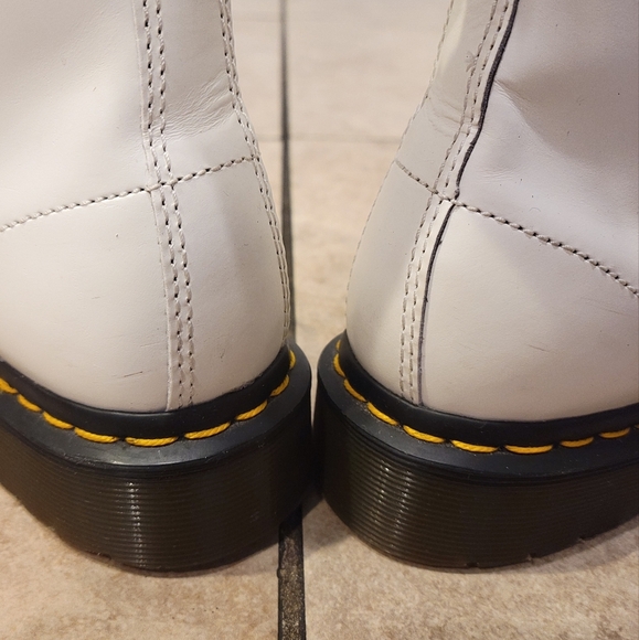 Dr. Martens AirWair Combat Boots - White with Yellow Laces - Size 5 - Picture 10 of 11